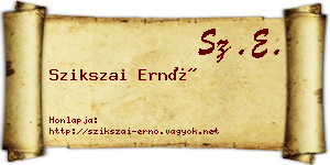 Szikszai Ernő névjegykártya